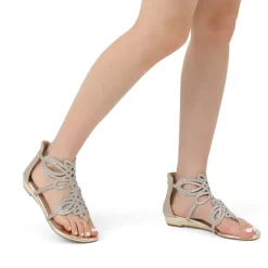 Gladiator Rhinestones Flat Sandals