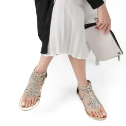 Gladiator Rhinestones Flat Sandals