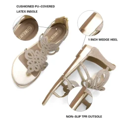 Gladiator Rhinestones Flat Sandals