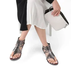 Gladiator Rhinestones Flat Sandals