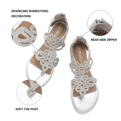 Gladiator Rhinestones Flat Sandals