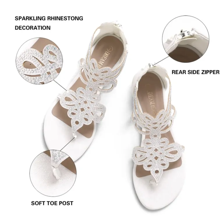 Gladiator Rhinestones Flat Sandals