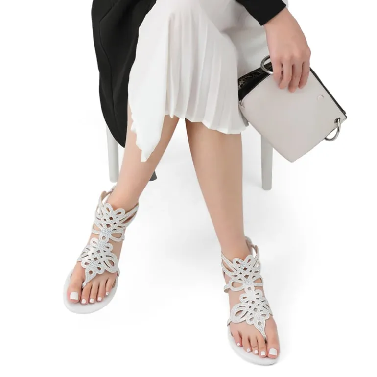 Gladiator Rhinestones Flat Sandals