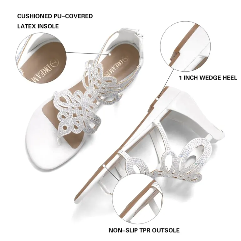 Gladiator Rhinestones Flat Sandals