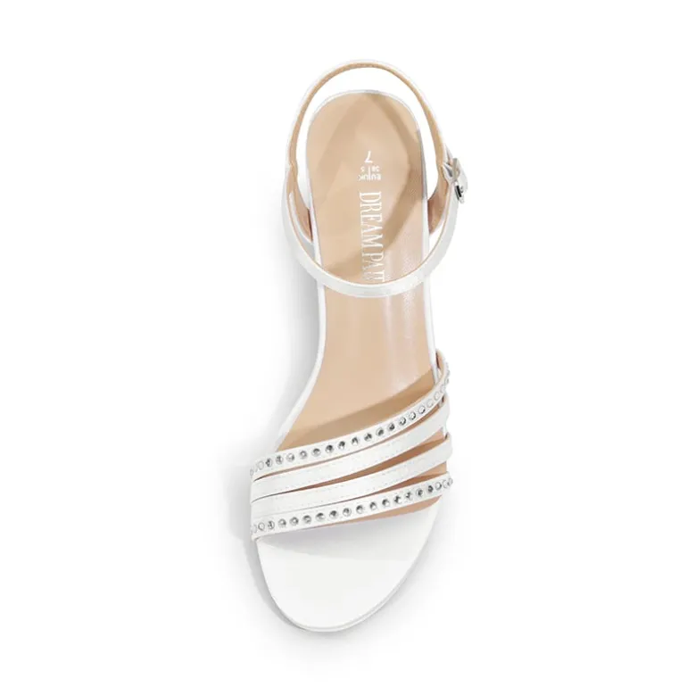 Glitter Rhinestone Low Kitten Heels