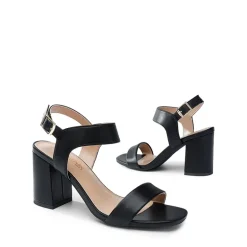 High Heel Square Toe Chunky Strap Sandals