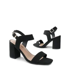 High Heel Square Toe Chunky Strap Sandals