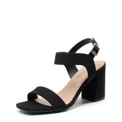 High Heel Square Toe Chunky Strap Sandals