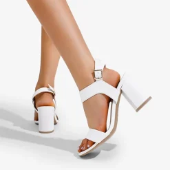 High Heel Square Toe Chunky Strap Sandals