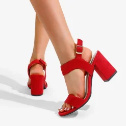 High Heel Square Toe Chunky Strap Sandals