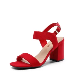 High Heel Square Toe Chunky Strap Sandals