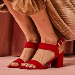 High Heel Square Toe Chunky Strap Sandals