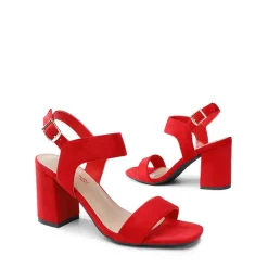 High Heel Square Toe Chunky Strap Sandals