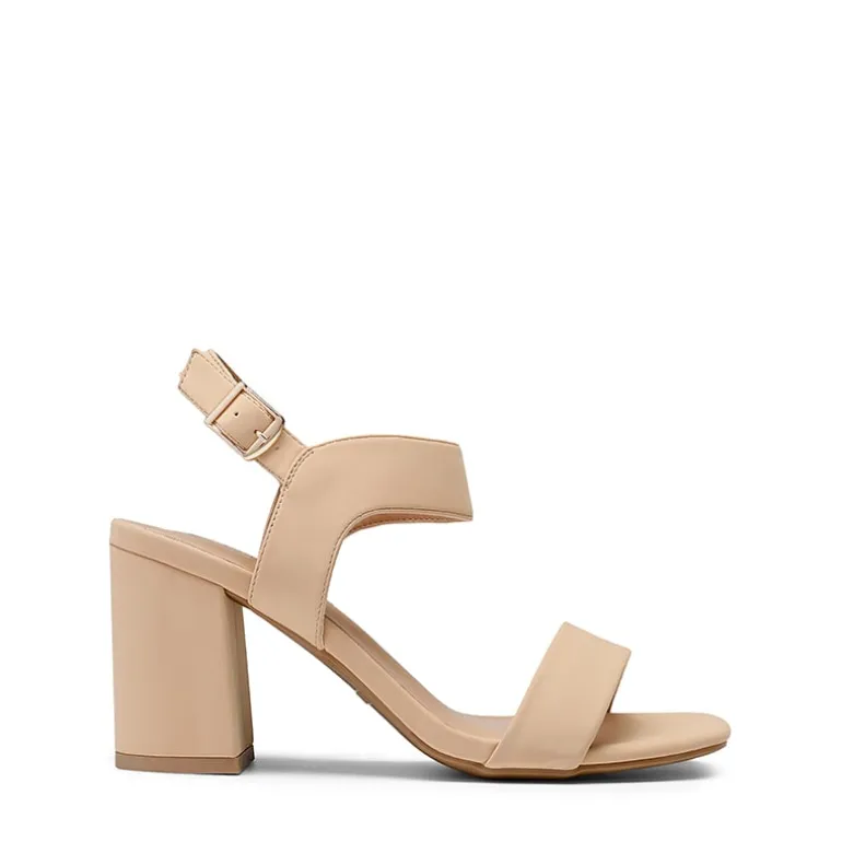 High Heel Square Toe Chunky Strap Sandals