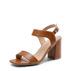 High Heel Square Toe Chunky Strap Sandals
