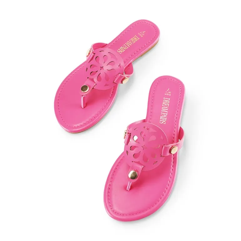 Hollow Cut-Out Thong Flat Sandals