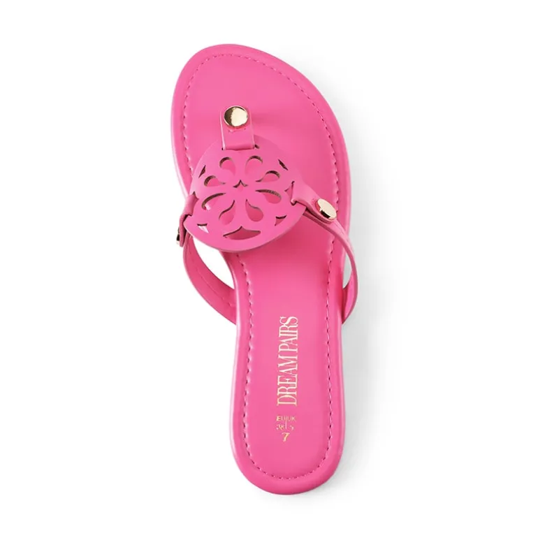 Hollow Cut-Out Thong Flat Sandals