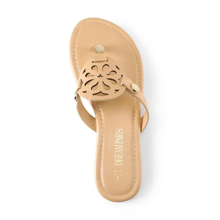 Hollow Cut-Out Thong Flat Sandals