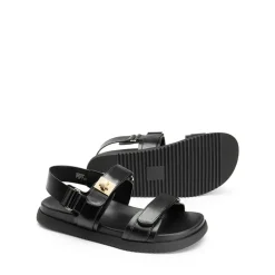 Hook And Loop Straps Flat Sandals