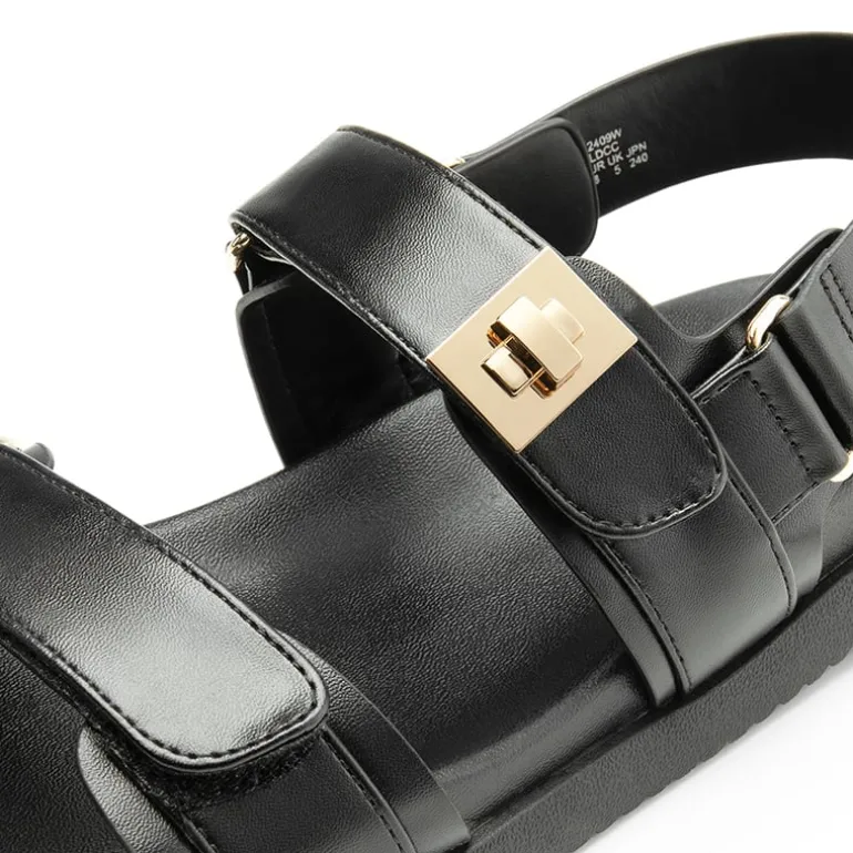 Hook And Loop Straps Flat Sandals