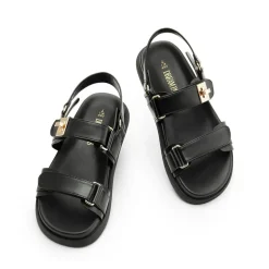 Hook And Loop Straps Flat Sandals