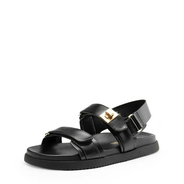 Hook And Loop Straps Flat Sandals