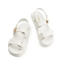 Hook And Loop Straps Flat Sandals