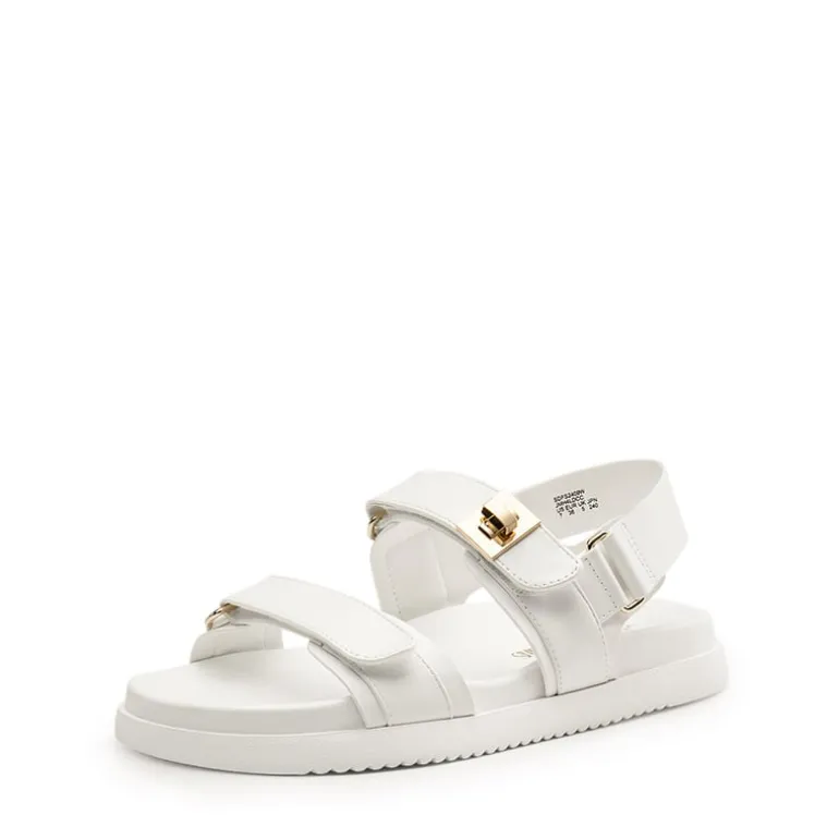 Hook And Loop Straps Flat Sandals