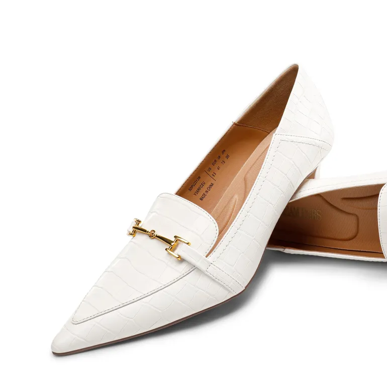 Horsebit Detail Pointed Toe Kitten Heel Pumps