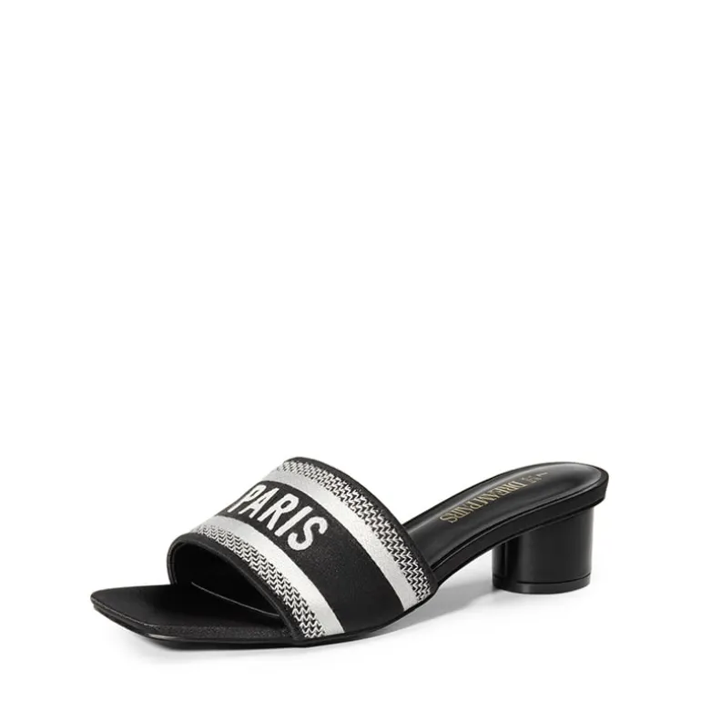 Jacquard Cylindrical Heel Slide Sandals