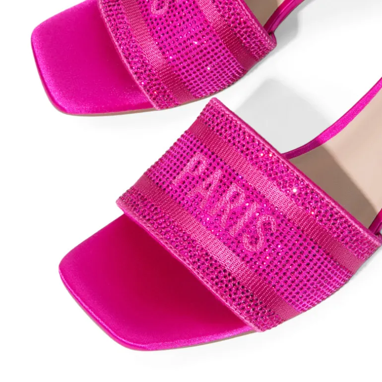 Jacquard Cylindrical Heel Slide Sandals