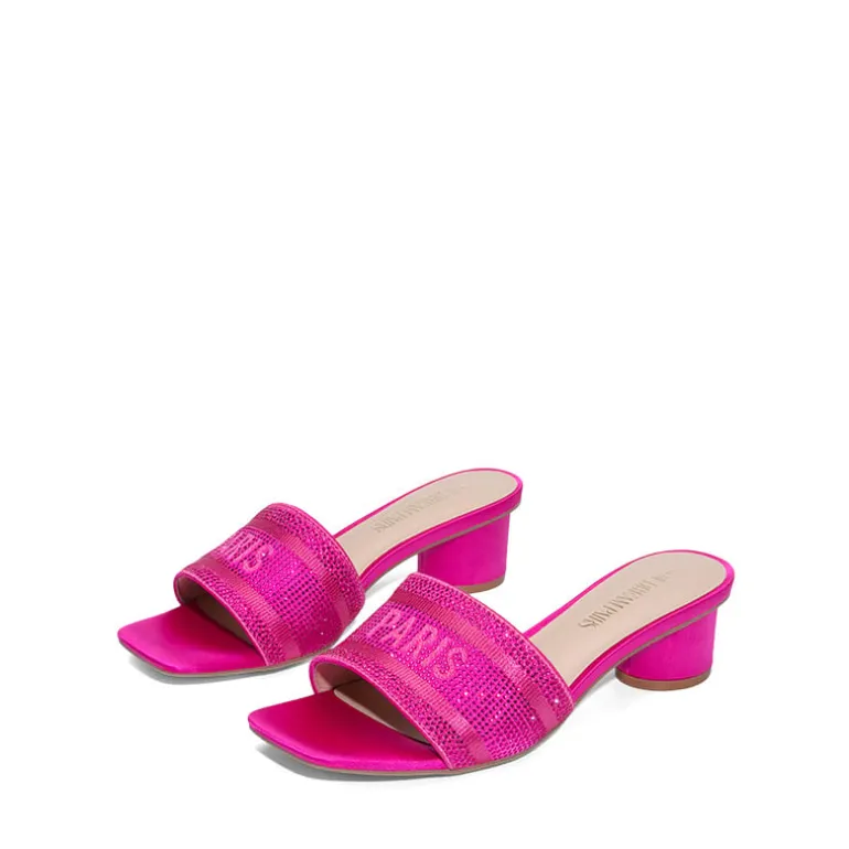 Jacquard Cylindrical Heel Slide Sandals