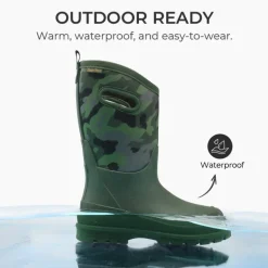 Kids’ Camo Pull-On Winter Snow Boots