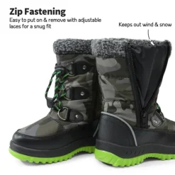 Kids Camouflage Slip Resistant Snow Boots