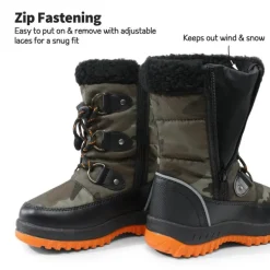Kids Camouflage Slip Resistant Snow Boots