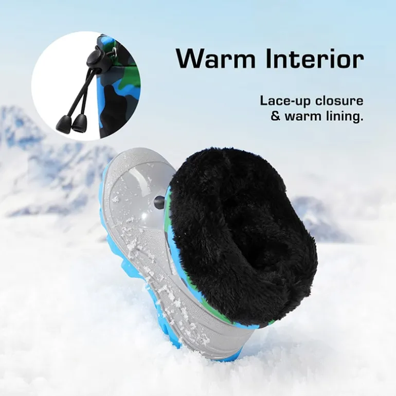 Kids’ Camo Waterproof Winter Snow Boots