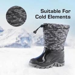 Kids’ Camo Waterproof Winter Snow Boots