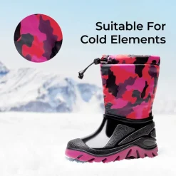 Kids’ Camo Waterproof Winter Snow Boots