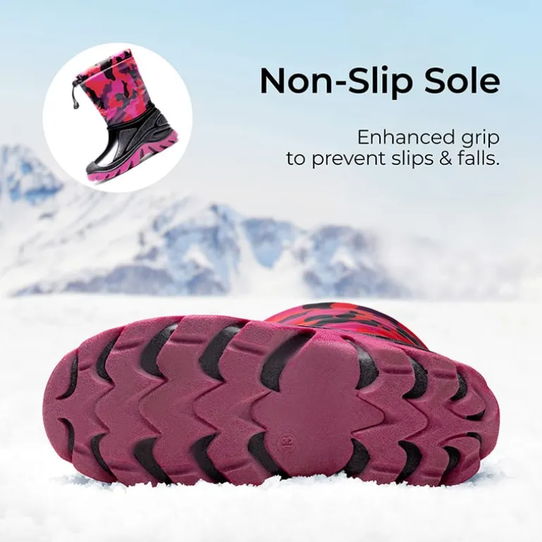Kids’ Camo Waterproof Winter Snow Boots