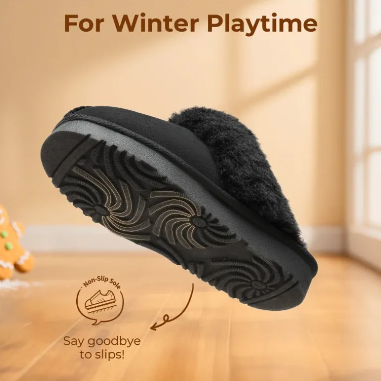 Kids’ Cozy Faux Suede Non-Slip Slippers