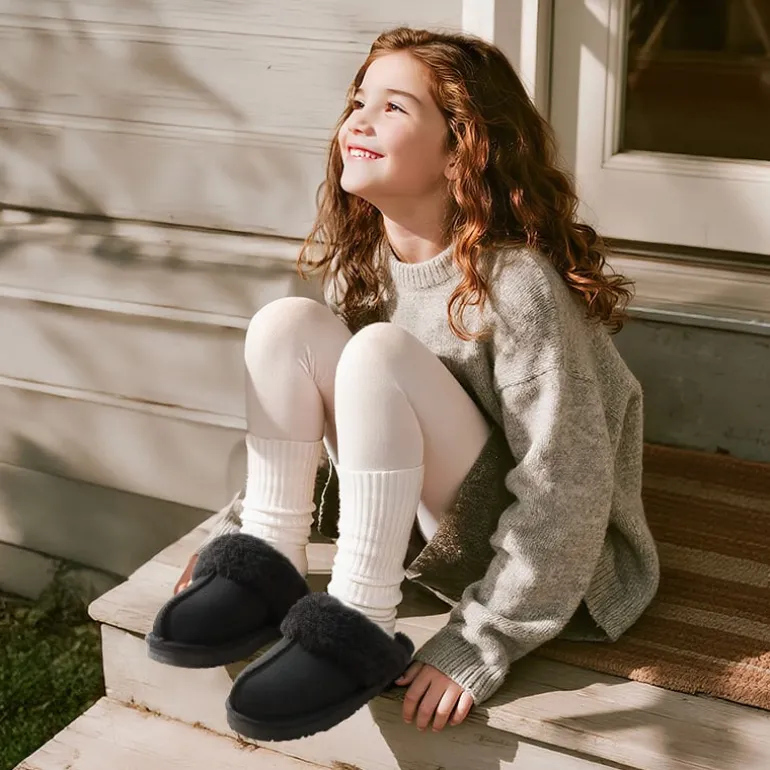 Kids’ Cozy Faux Suede Non-Slip Slippers