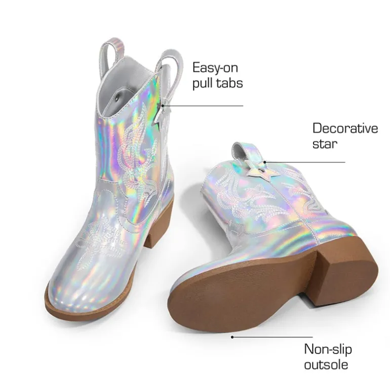 Kids’ Embroidered Slip-On Cowgirl Boots