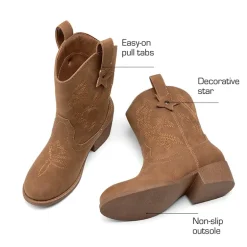 Kids’ Embroidered Slip-On Cowgirl Boots