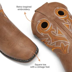 Kids’ Embroidered Square Toe Cowboy Boots