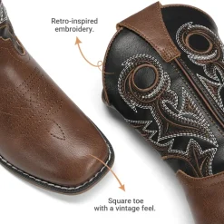 Kids’ Embroidered Square Toe Cowboy Boots