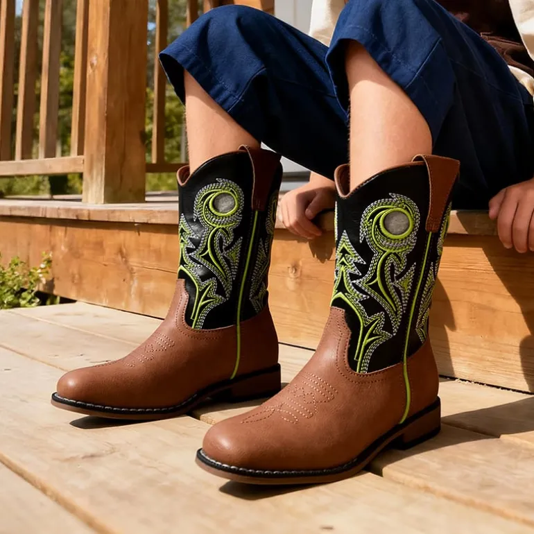 Kids’ Embroidered Square Toe Cowboy Boots