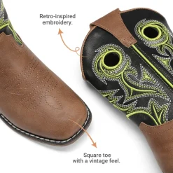 Kids’ Embroidered Square Toe Cowboy Boots