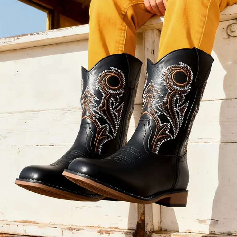 Kids’ Embroidered Square Toe Cowboy Boots