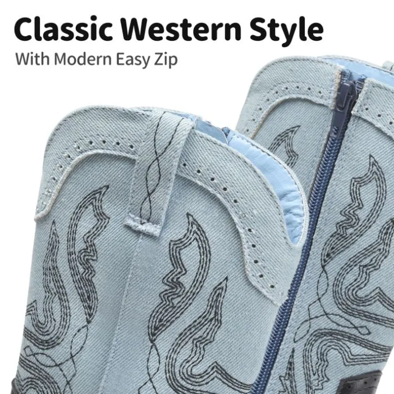 Kids Embroidery Western Cowboy Boots