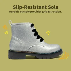 Kids Glitter Side Zipper Combat Boots